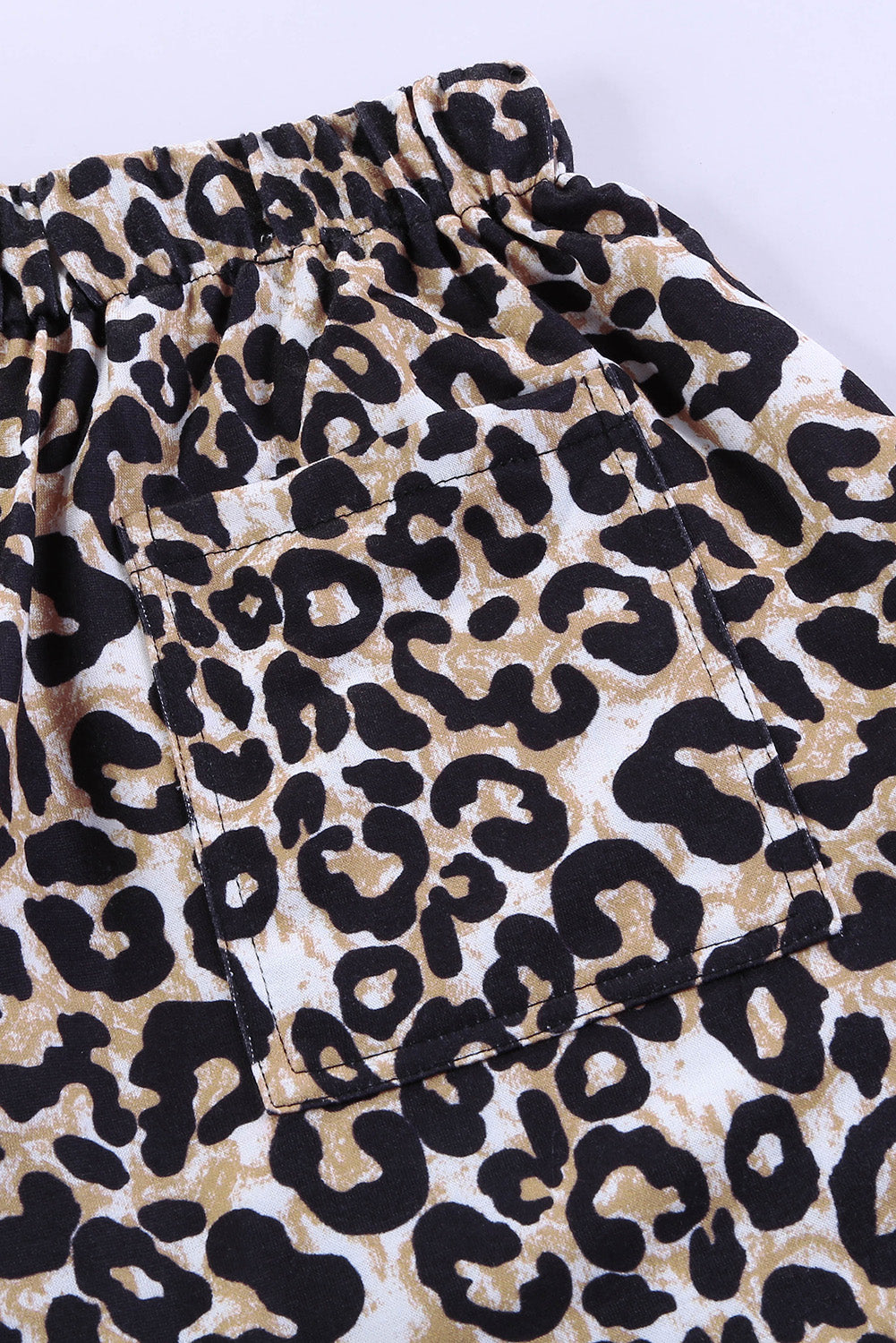 Leopard Print Drawstring Elastic Waist Pocketed Shorts