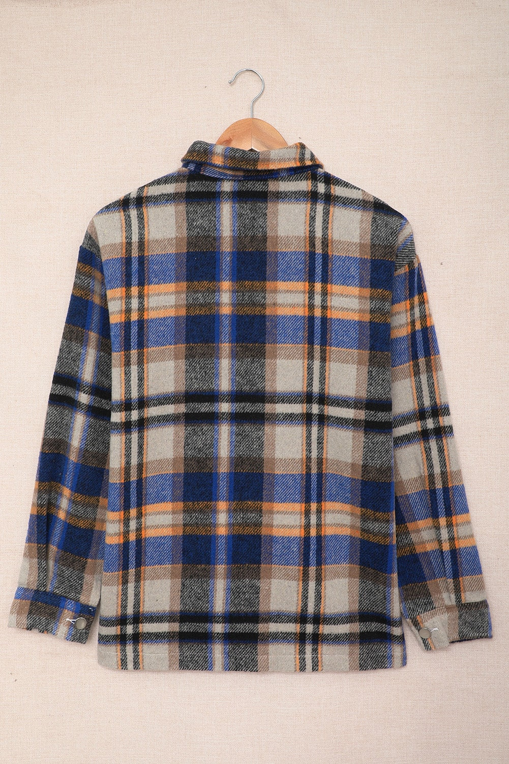 Brown Plaid Button Up Long Sleeve Flannel Shacket