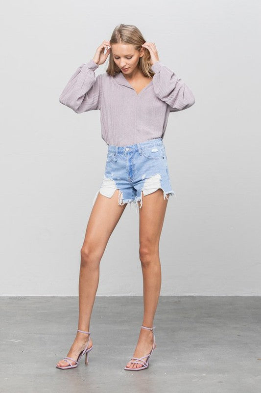 Ripped Frayed Denim Shorts