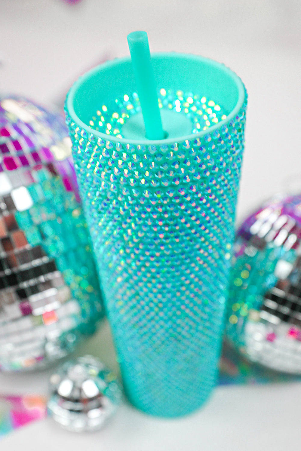 Black 16oz Full Rhinestone Straw Tumbler Cup