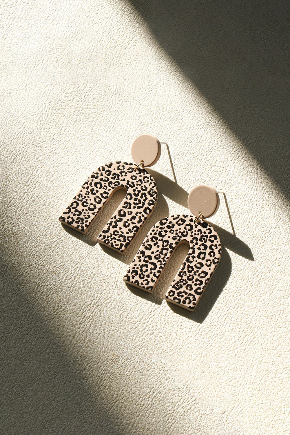 Brown Leopard print Acrylic Door Shaped Earrings