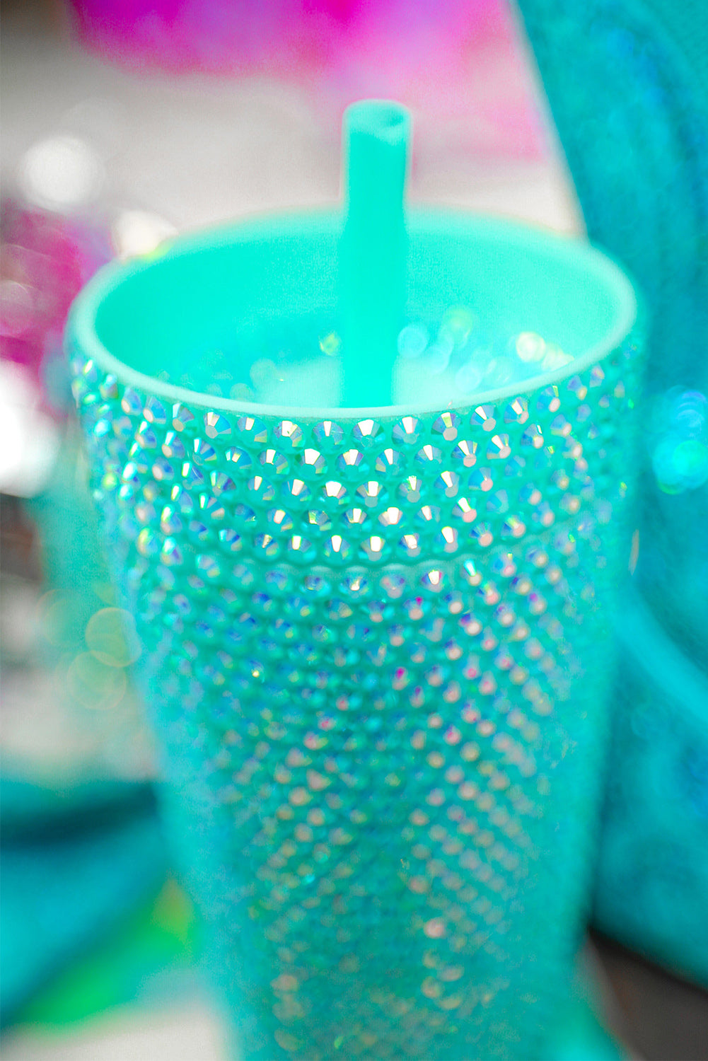 Black 16oz Full Rhinestone Straw Tumbler Cup