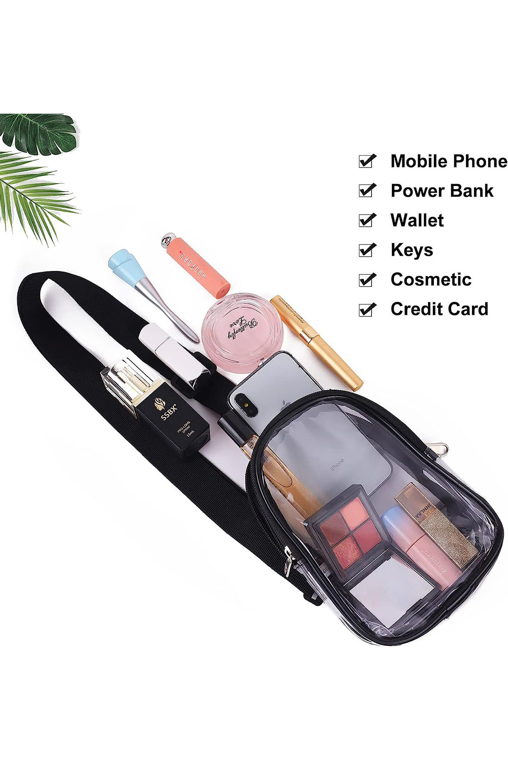 Black Multipurpose Clear Crossbody Sling Bag