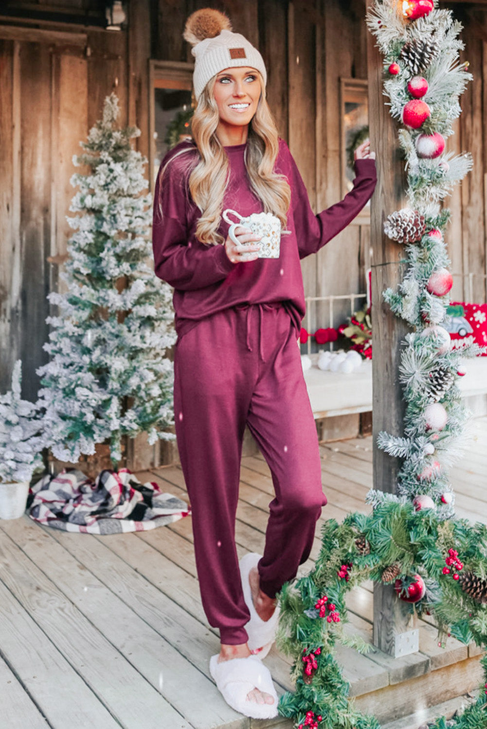 Grey Long Sleeve Pullover & Jogger Pants Loungewear Set