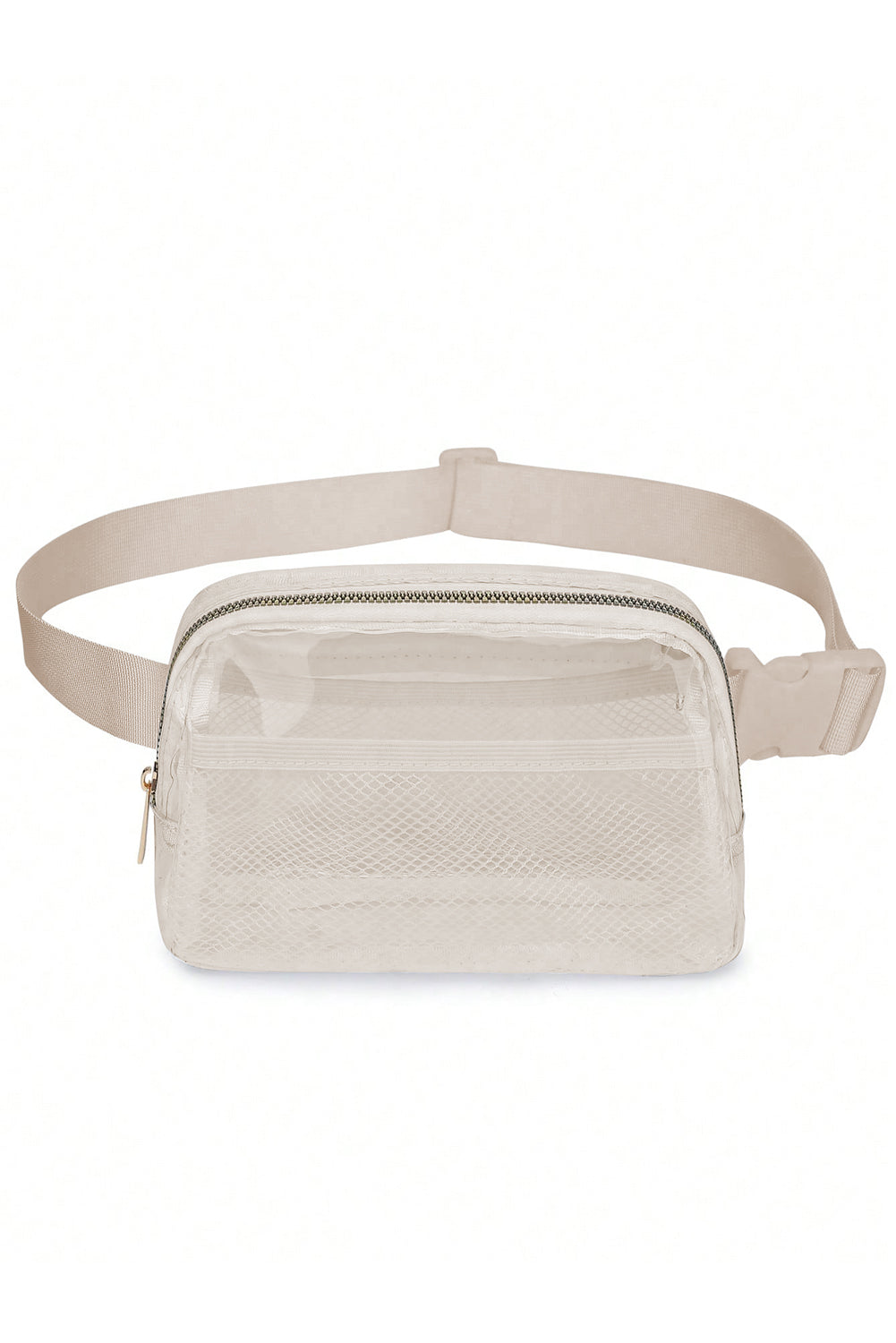 Brown Adjustable Straps Zipper Clear Waist Bag