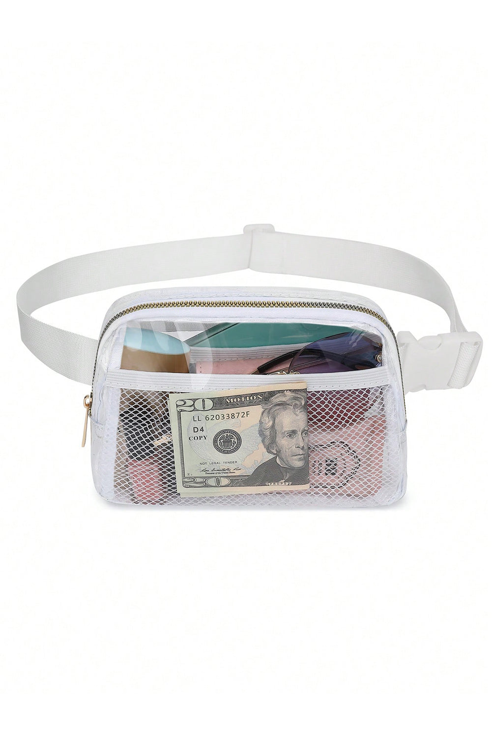 Brown Adjustable Straps Zipper Clear Waist Bag