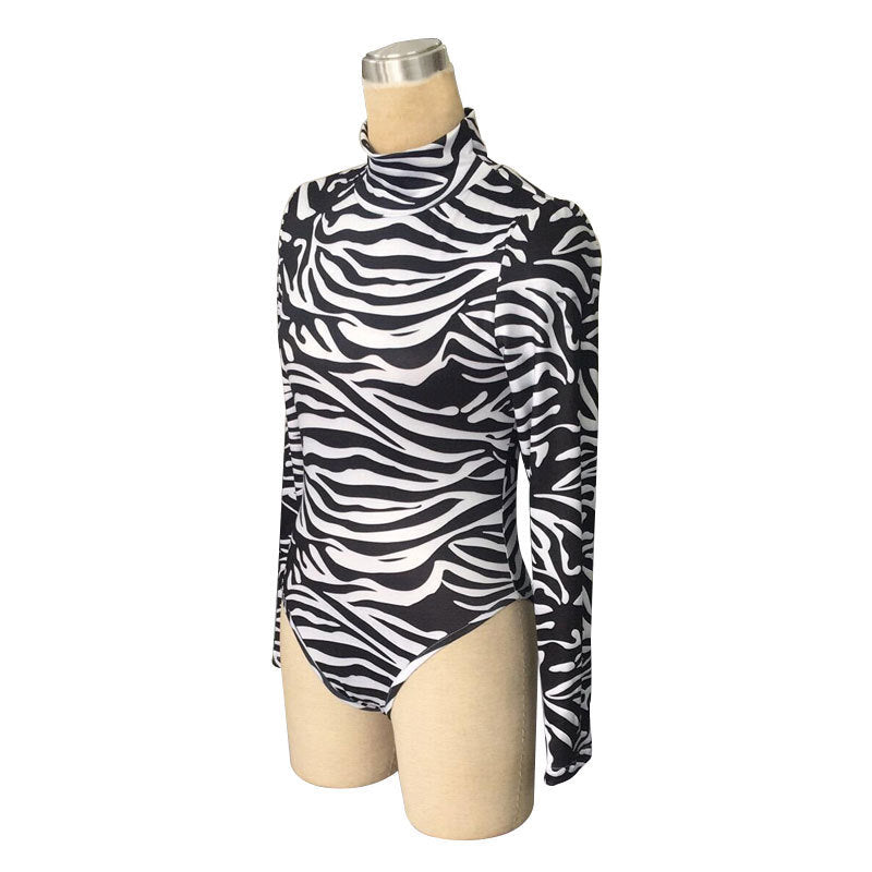 2018 AliExpress Amazon wish's new zebra-print digital print jumpsuit for Europe and the US