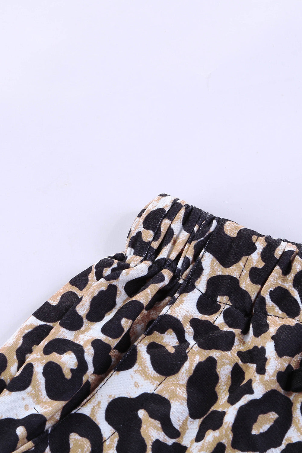 Leopard Print Drawstring Elastic Waist Pocketed Shorts