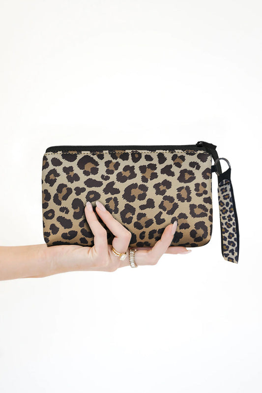 Cheetah Print Zip Closure Mini Wristlet Purse