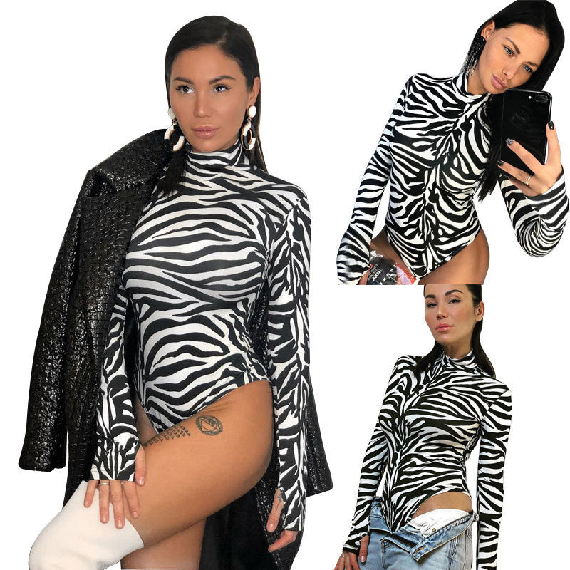 2018 AliExpress Amazon wish's new zebra-print digital print jumpsuit for Europe and the US