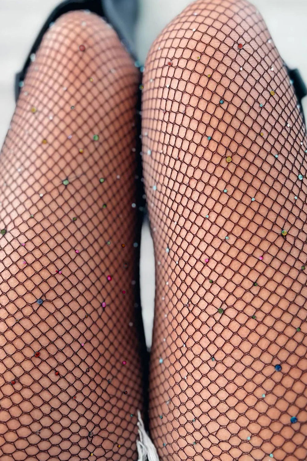 Black Sexy Rhinestone Fishnet Pantyhose