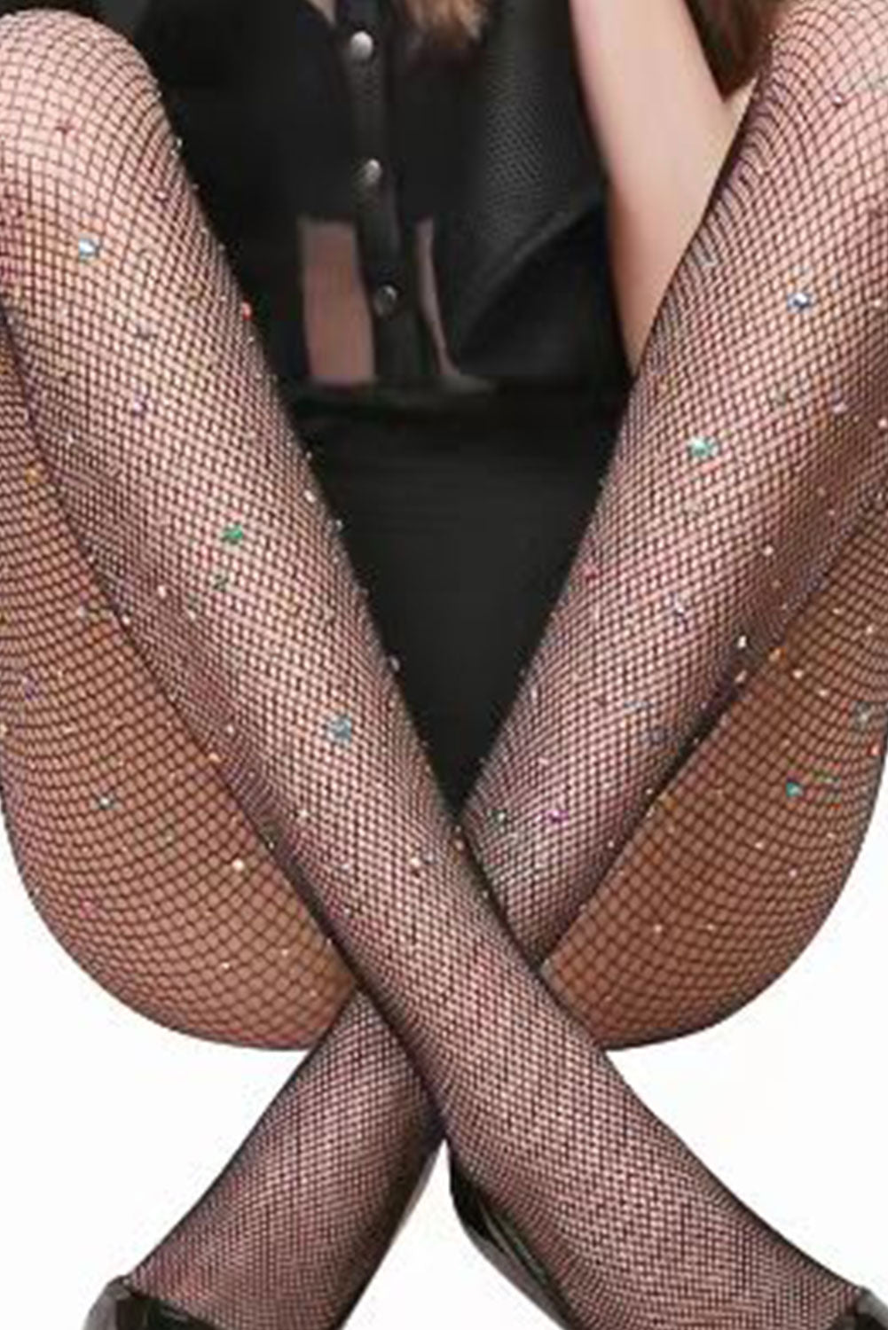 Black Sexy Rhinestone Fishnet Pantyhose