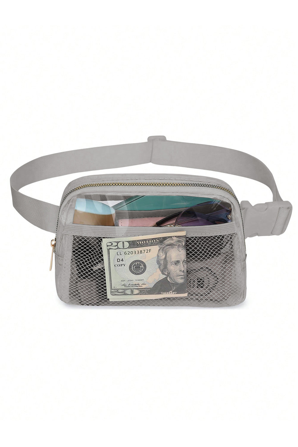 Brown Adjustable Straps Zipper Clear Waist Bag