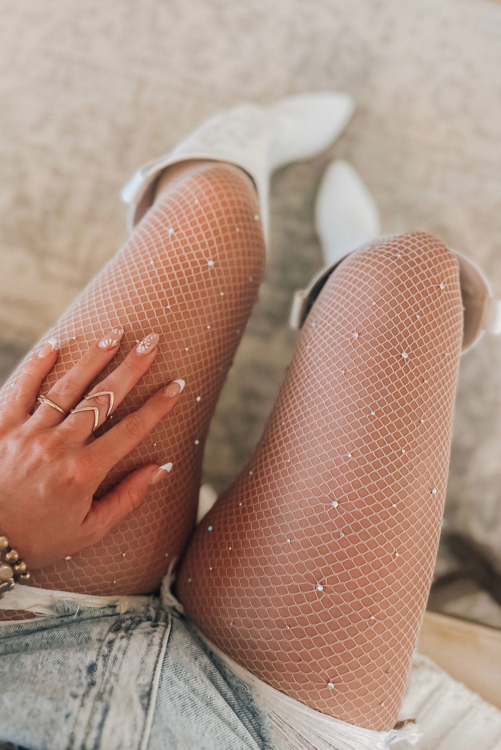 Black Sexy Rhinestone Fishnet Pantyhose