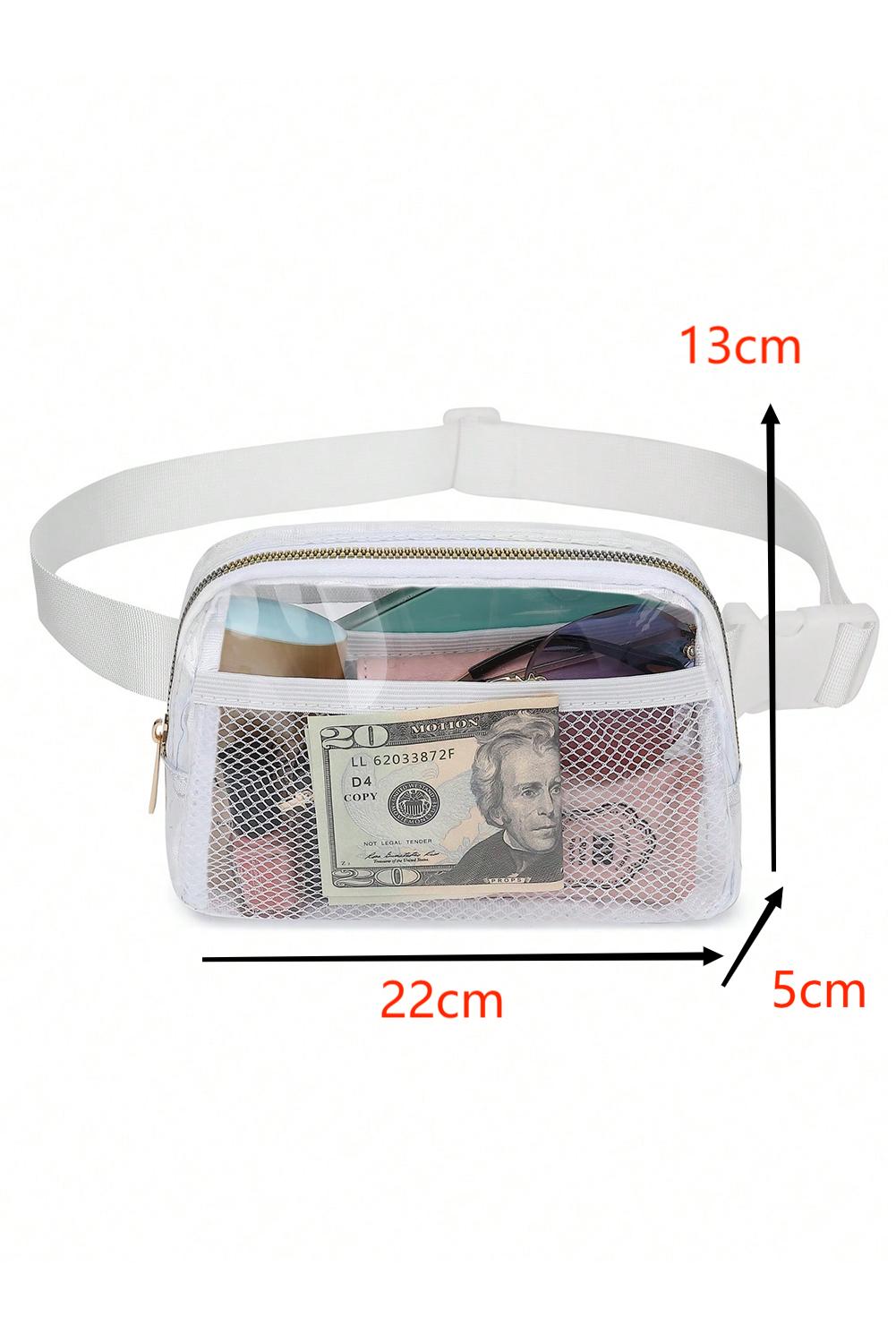 Brown Adjustable Straps Zipper Clear Waist Bag