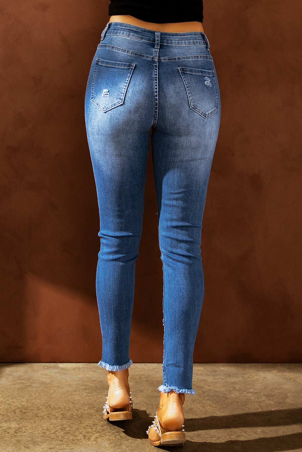 Light Blue High Waist Distressed Skinny Jeans