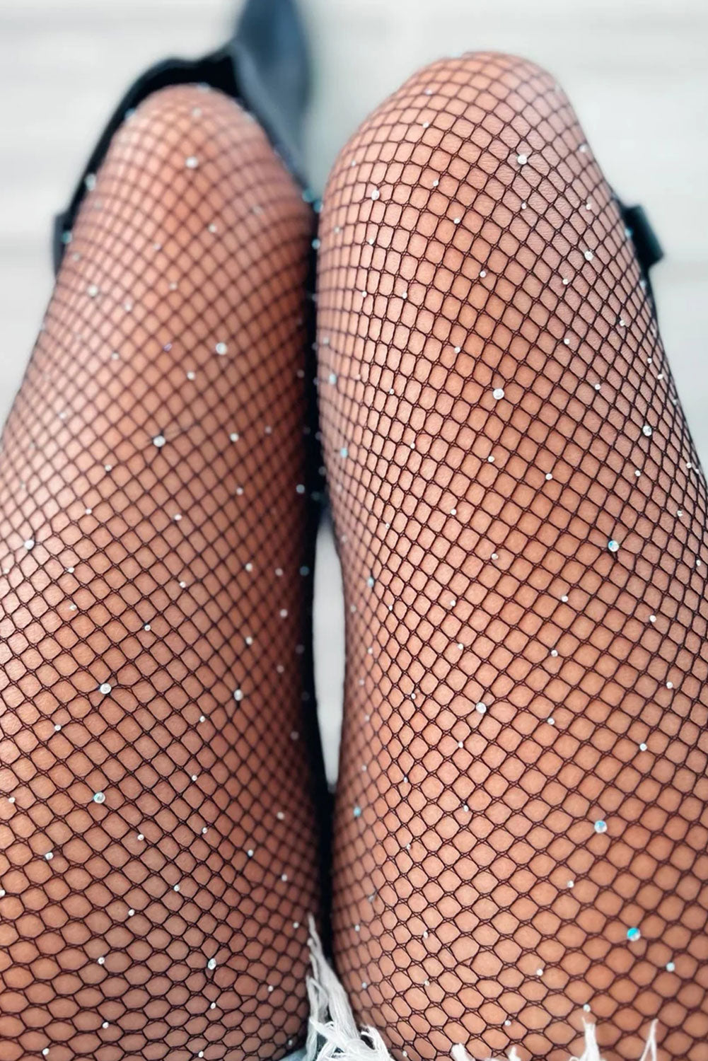 Black Sexy Rhinestone Fishnet Pantyhose