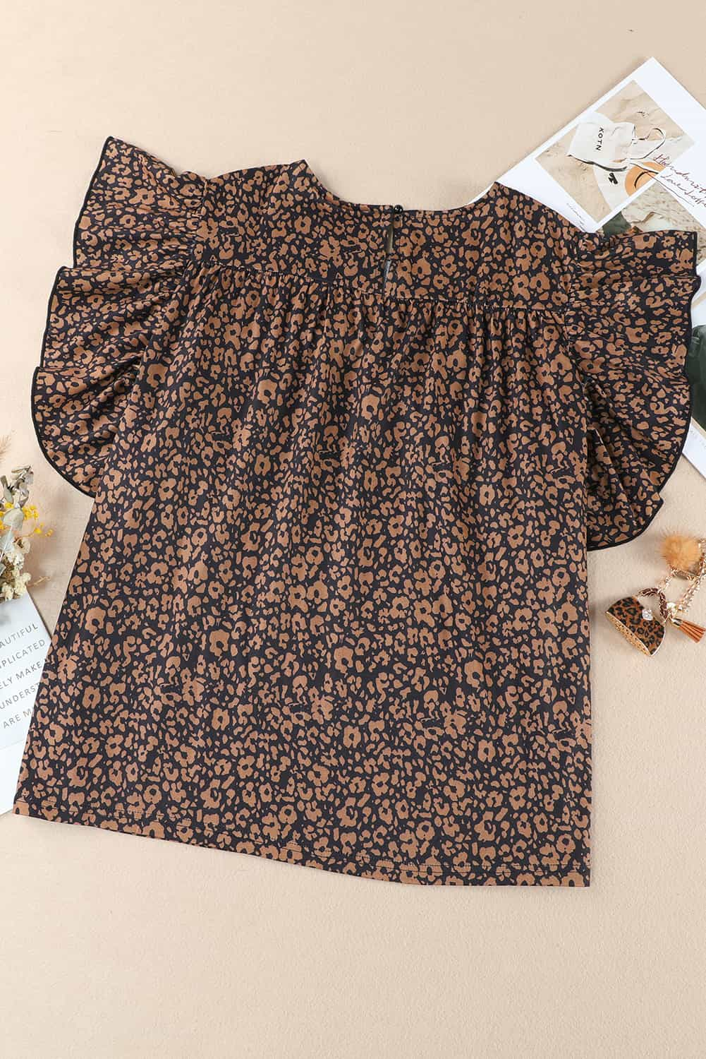 Black Plus Size Smocked Floral Blouse