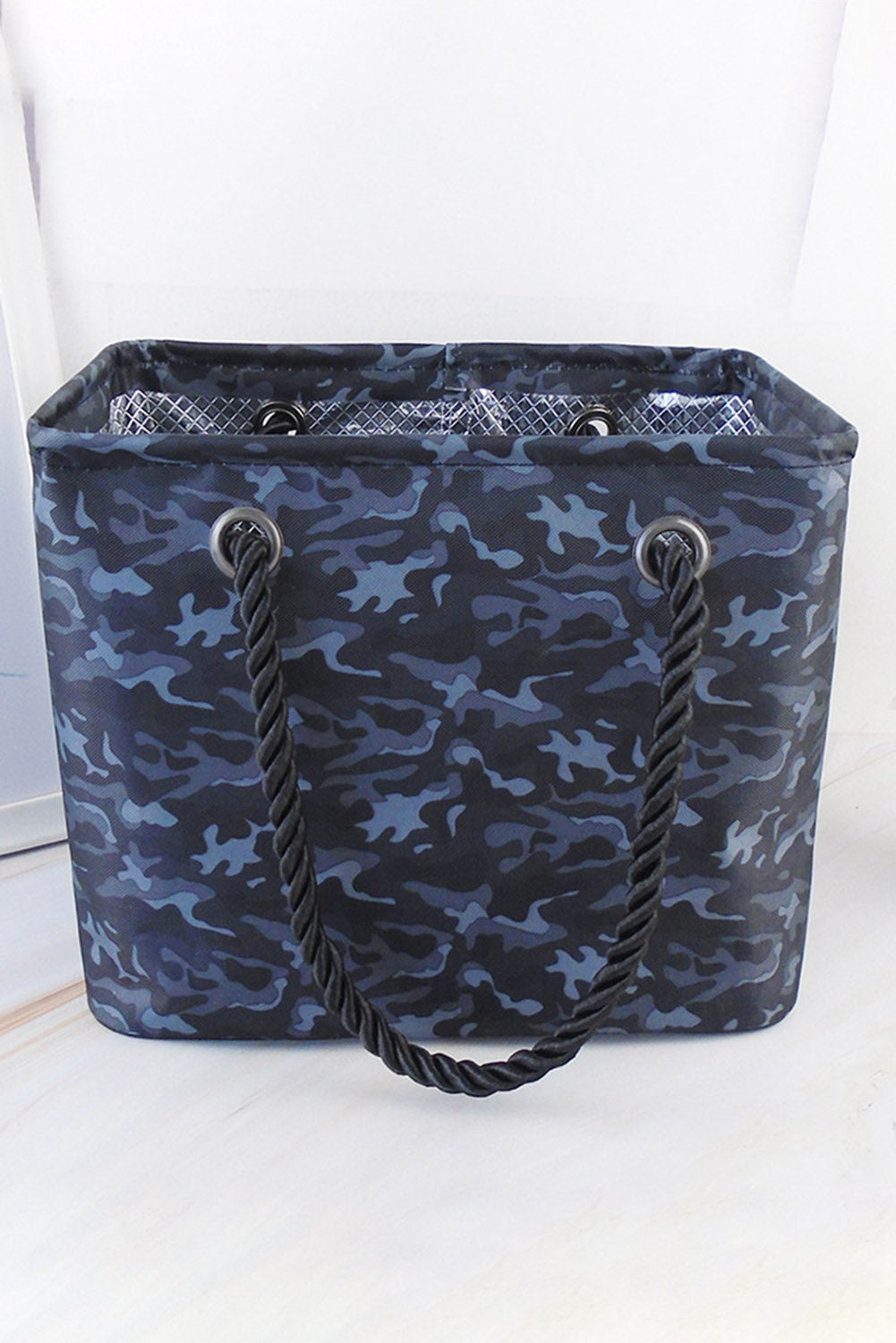 Multicolor Camo Print Rope Handle Collapsible Canvas Box