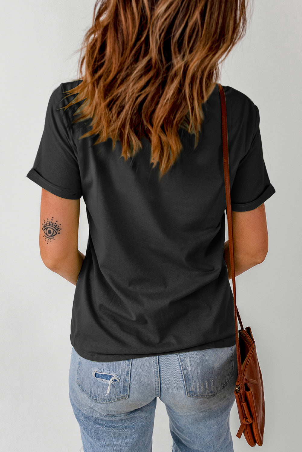 Black Casual Letter Print Graphic Tee