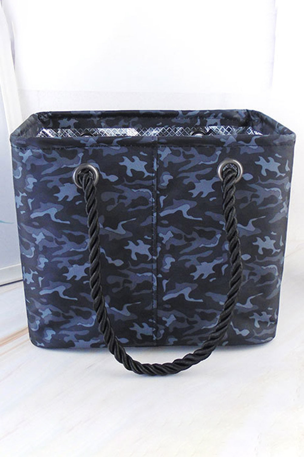 Multicolor Camo Print Rope Handle Collapsible Canvas Box