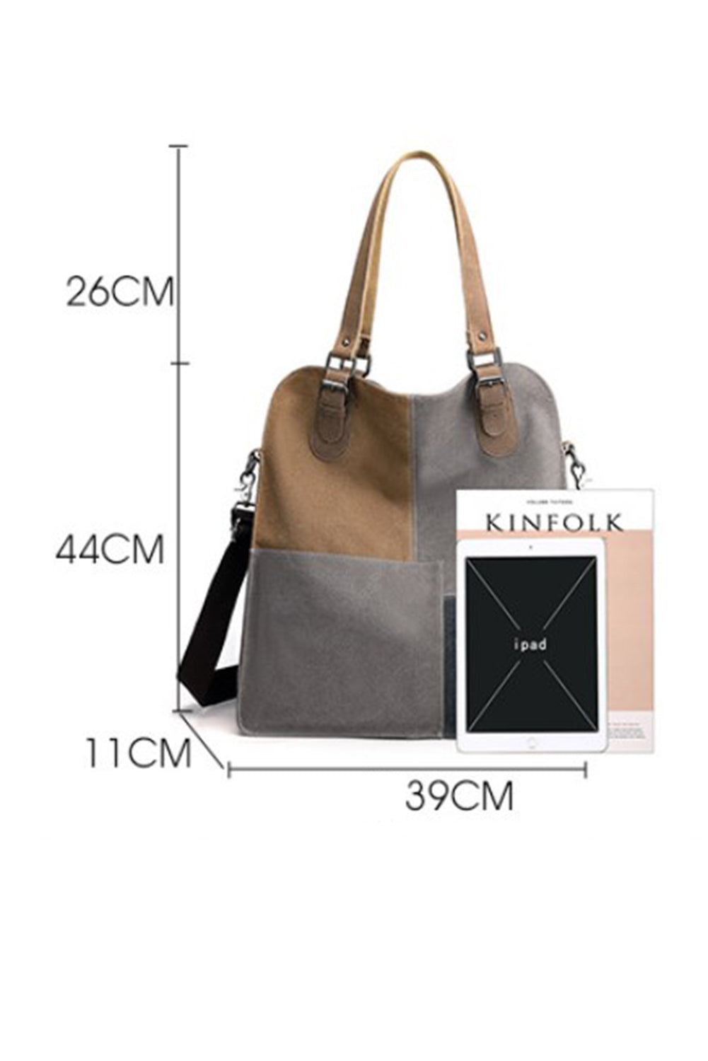 Multicolor Vintage Colorblock Large Capacity Tote Bag