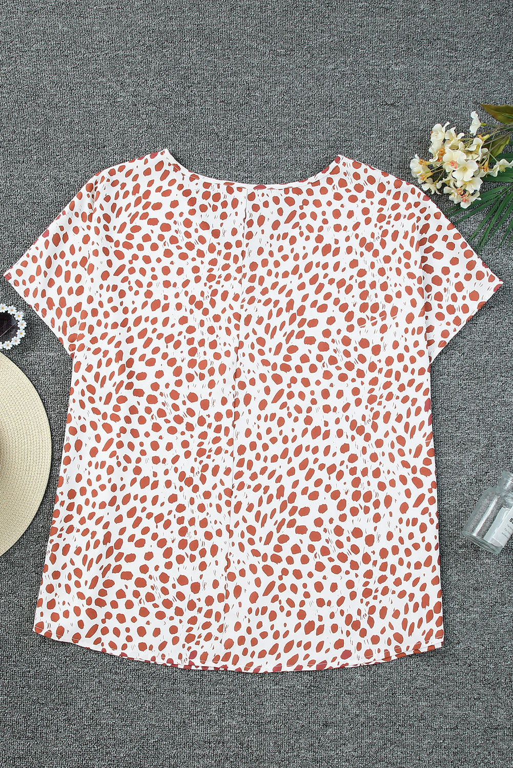 Leopard Plus Size V Neck Short Sleeve Top