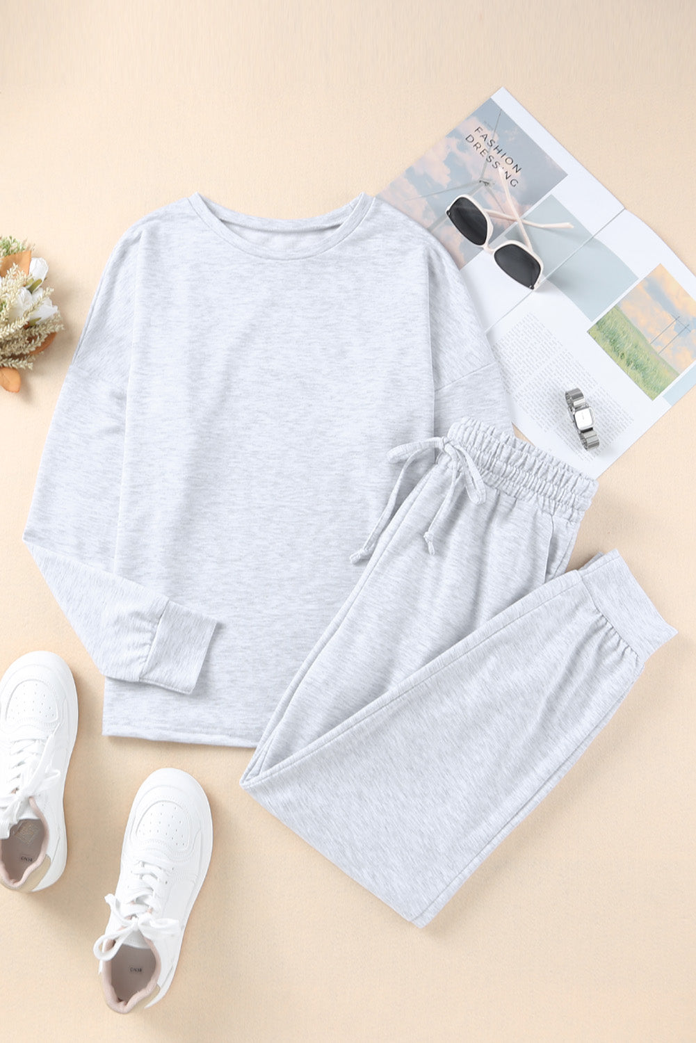 Grey Long Sleeve Pullover & Jogger Pants Loungewear Set