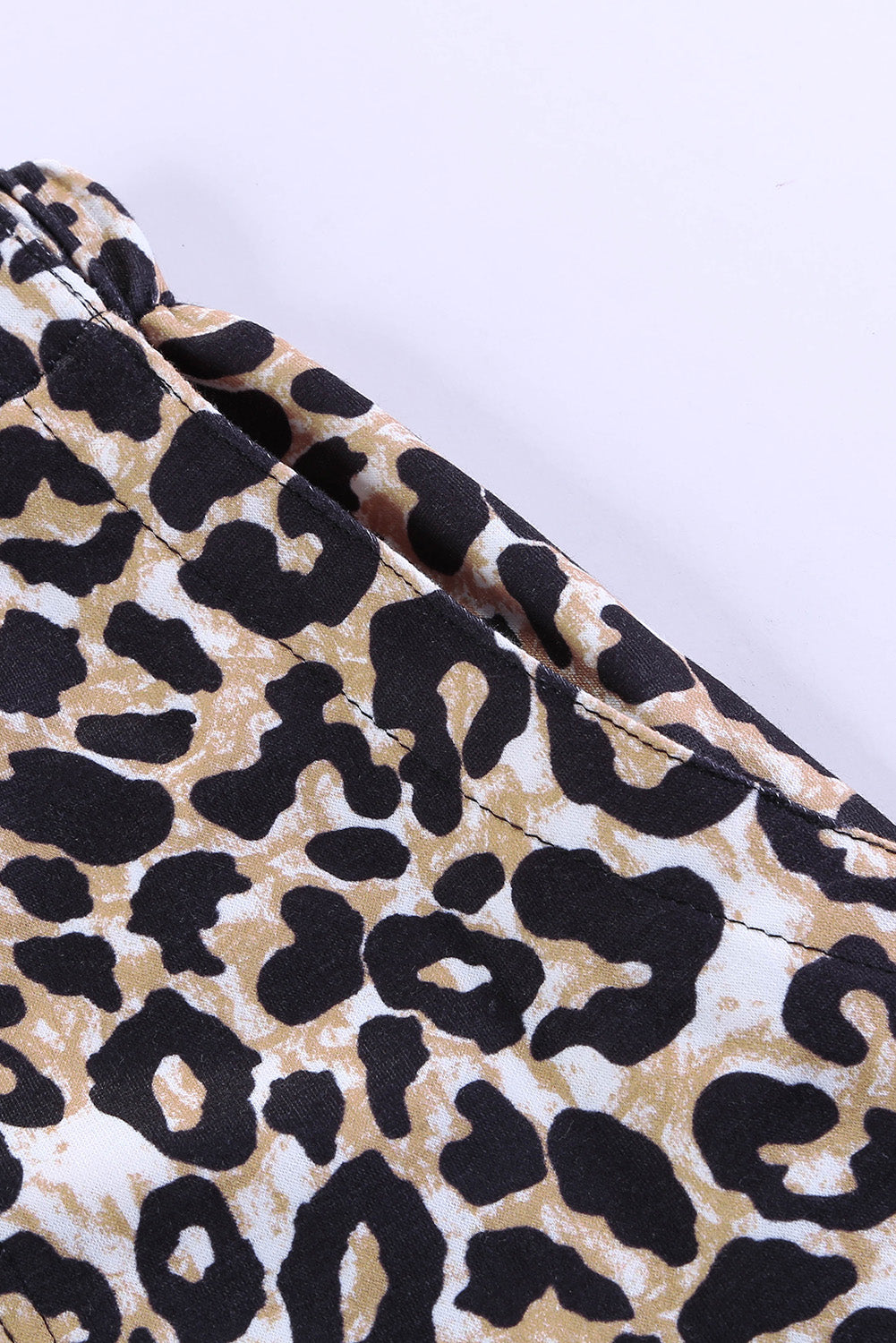 Leopard Print Drawstring Elastic Waist Pocketed Shorts