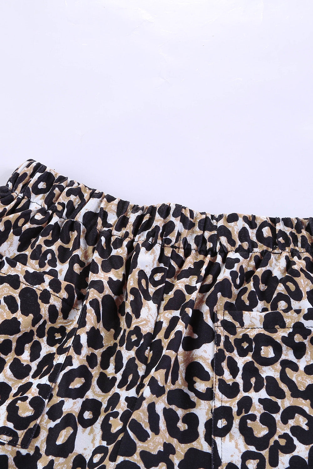 Leopard Print Drawstring Elastic Waist Pocketed Shorts