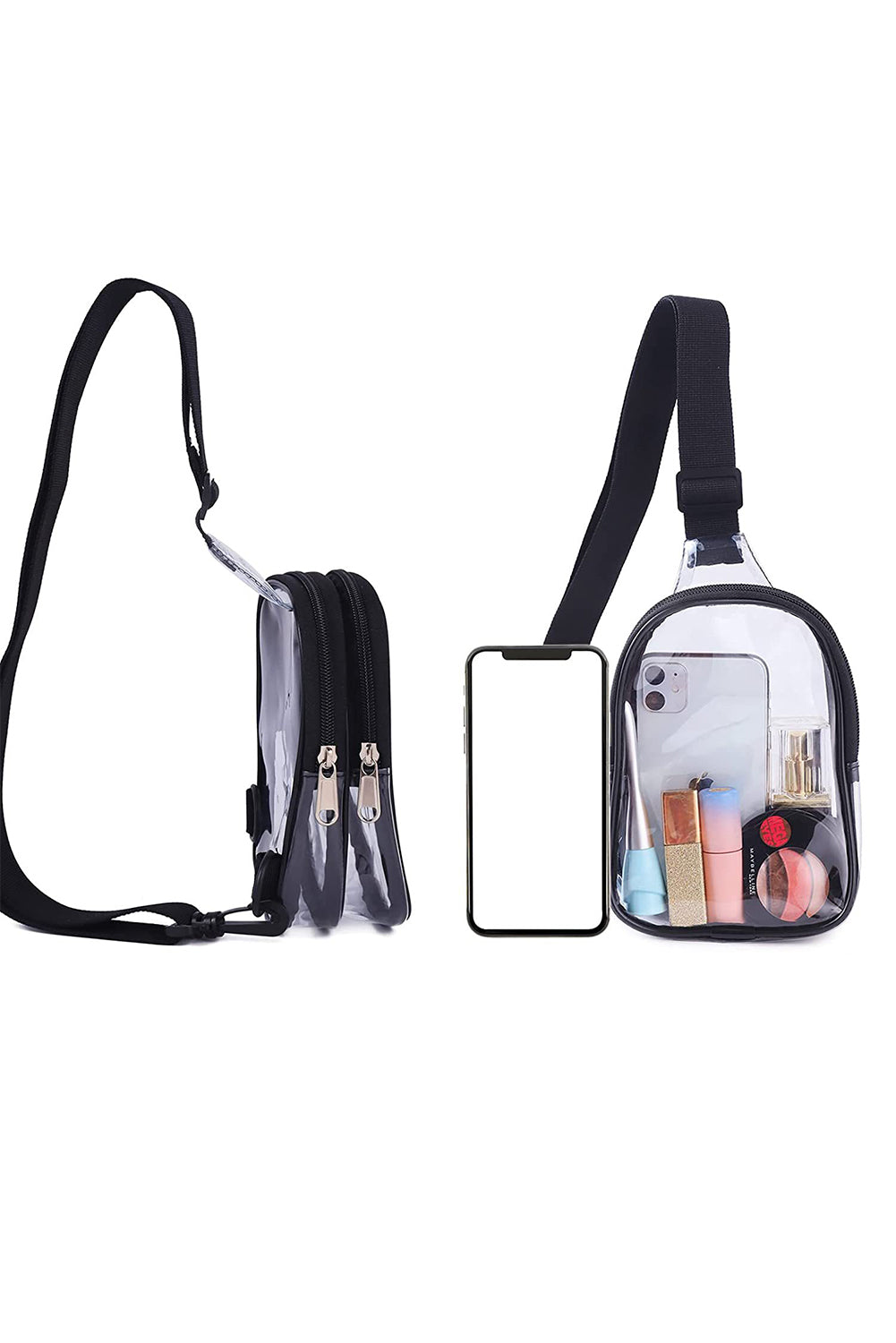 Black Multipurpose Clear Crossbody Sling Bag