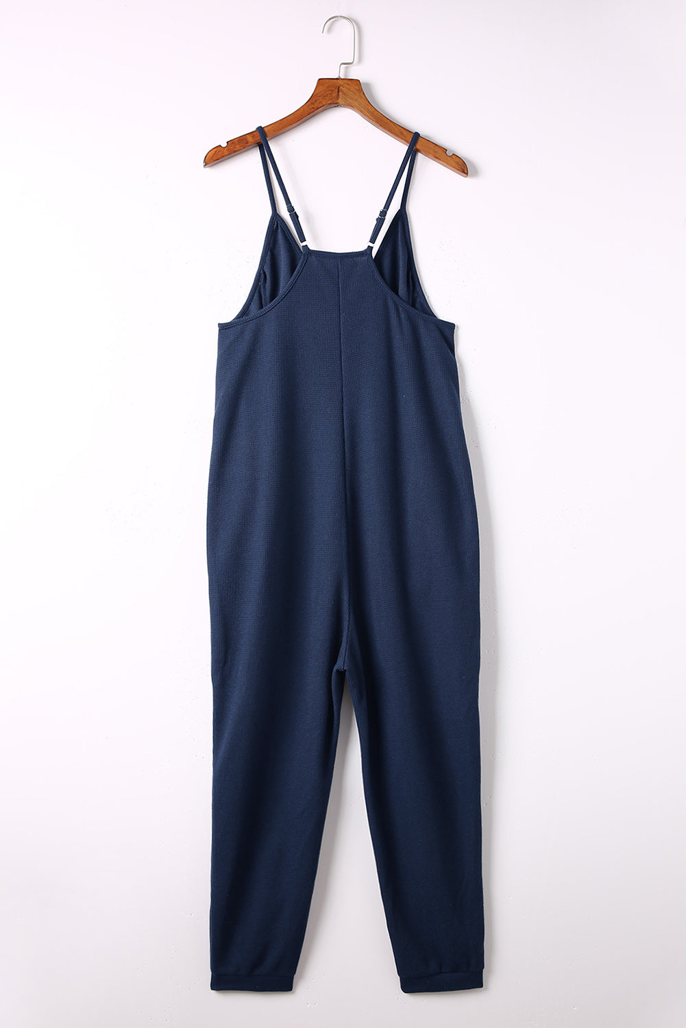 Gray Casual Textured Sleeveless V-Neck Pocketed Jumpsuit