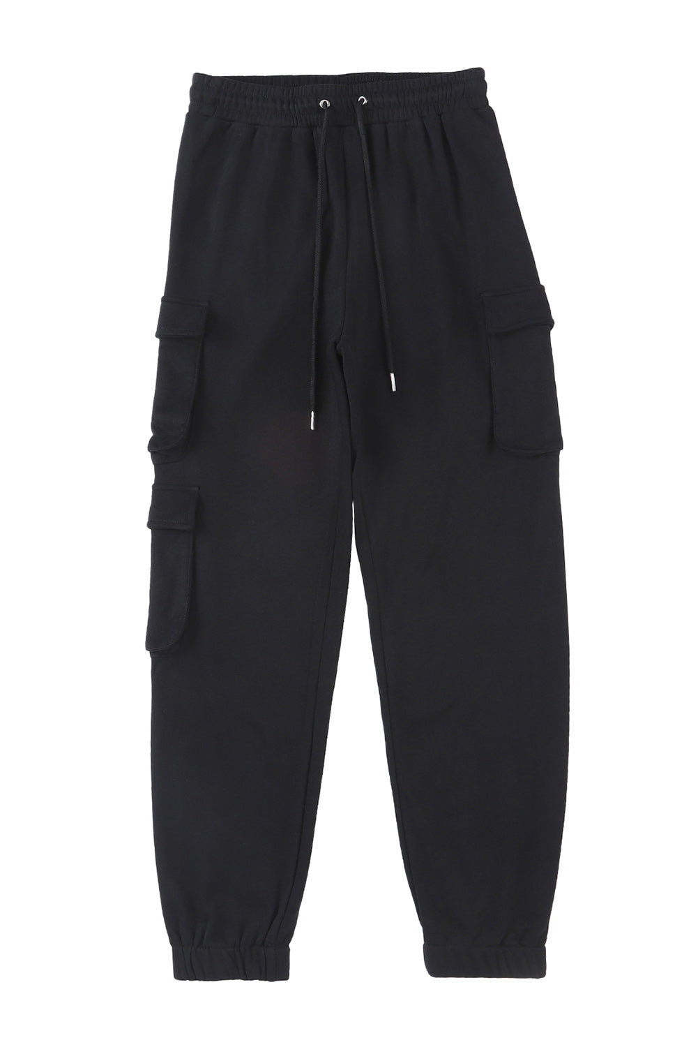 Black Drawstring Jogger Pants with Cargo Pockets