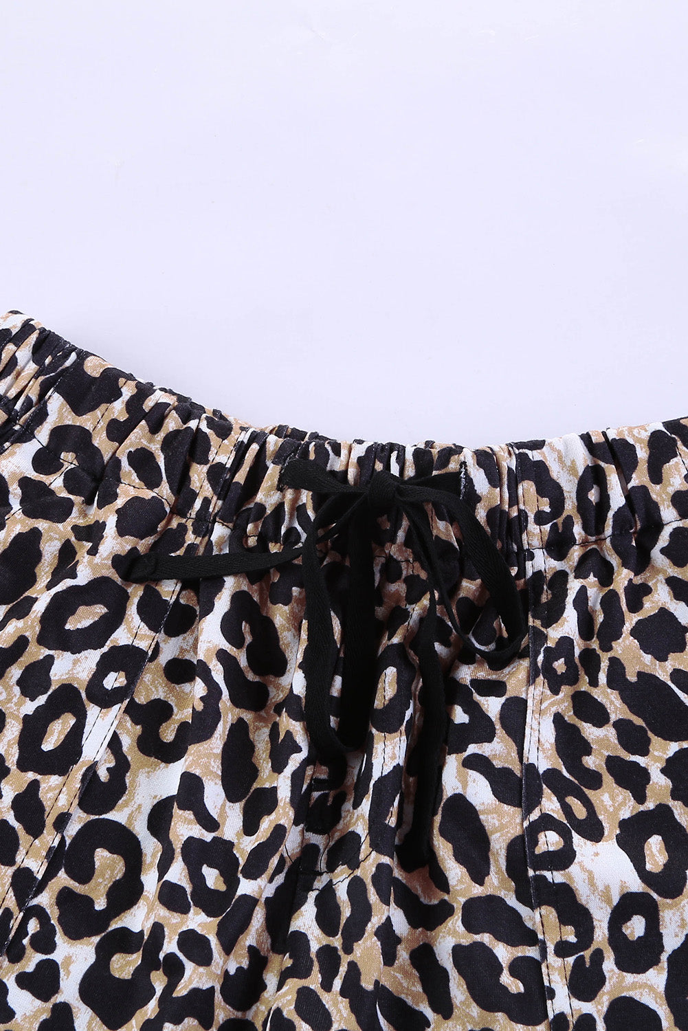 Leopard Print Drawstring Elastic Waist Pocketed Shorts