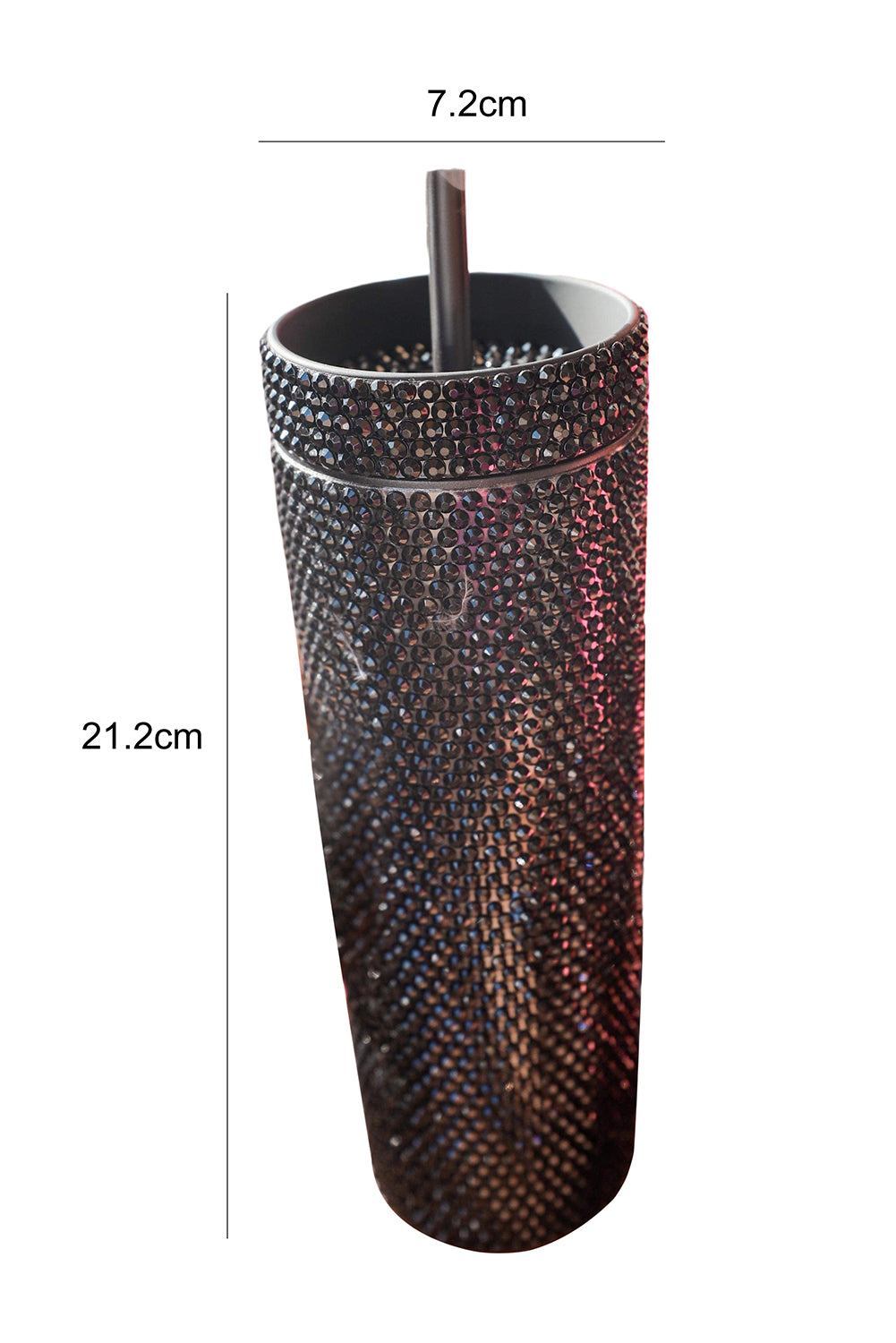 Black 16oz Full Rhinestone Straw Tumbler Cup