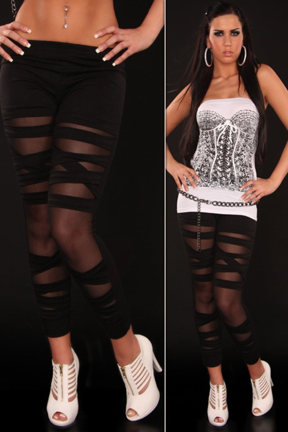 Black Sexy Sheer Patchwork Leggings