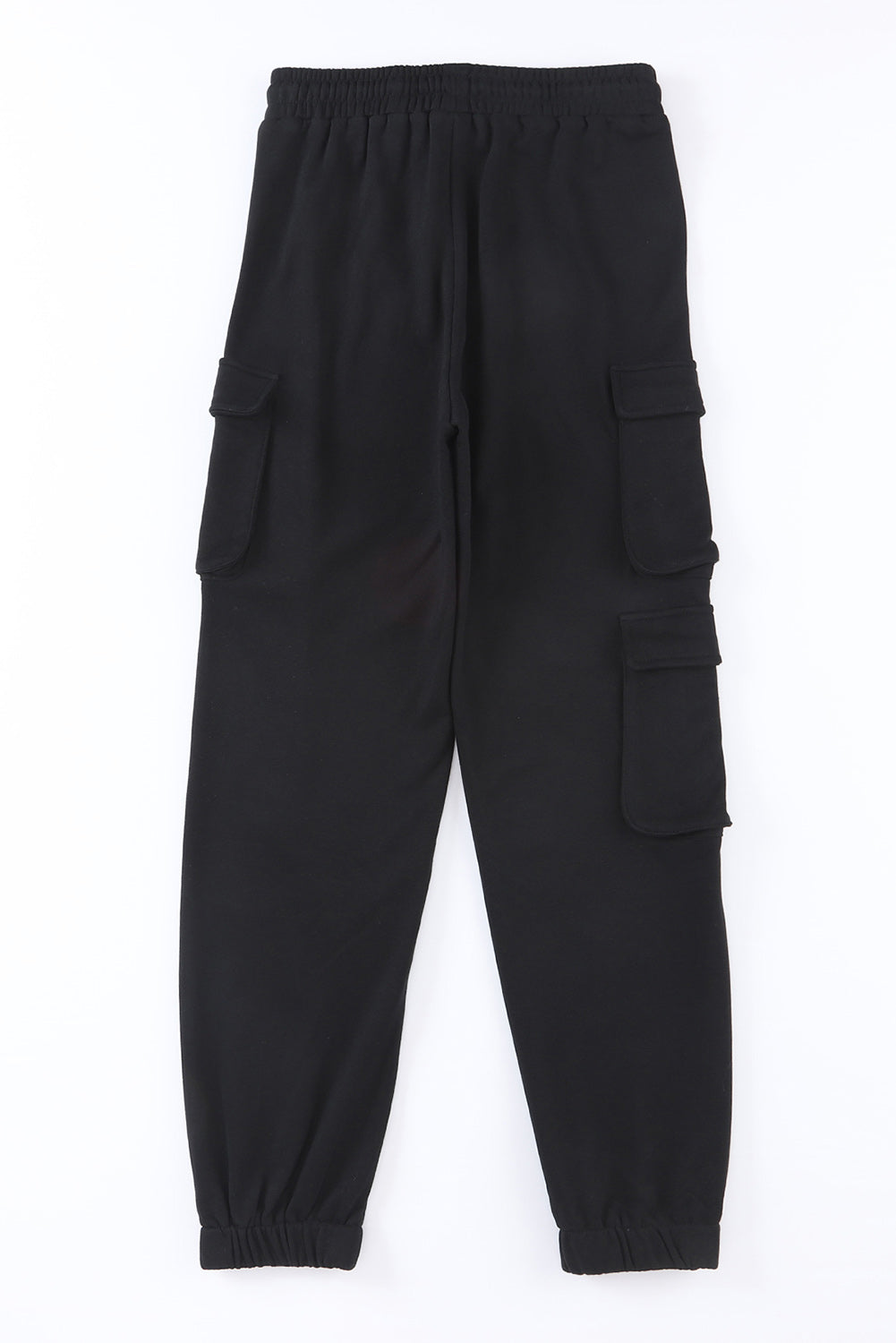 Black Drawstring Jogger Pants with Cargo Pockets