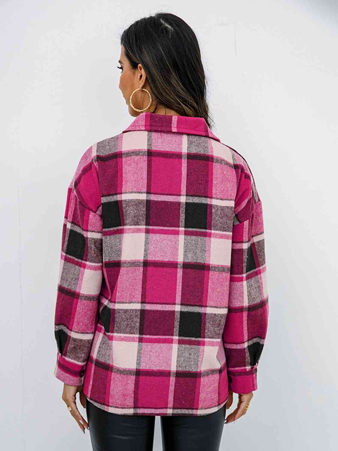 Plaid Button Up Collared Neck Jacket